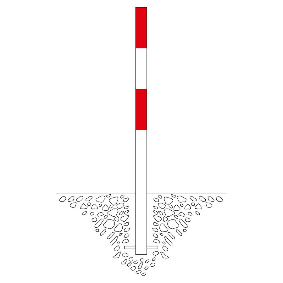 MORION poteau de délimitation Ø 60 mm à bétonner - sans anneaux de chaîne - galvanisé à chaud et thermolaqué rouge/blanc-2