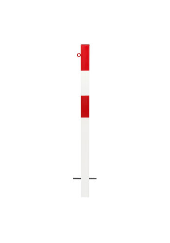poteau de délimitation fixe 70 x 70 mm-1 anneau-zingué-rouge/blanc 