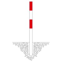 thumb-MORION vaste afzetpaal 70 x 70 mm om in te betonneren - één kettingoog - thermisch verzinkt en rood/wit gepoedercoat-2