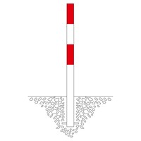 thumb-MORION vaste afzetpaal Ø 76 mm om in te betonneren - één kettingoog - thermisch verzinkt en rood/wit gepoedercoat-2