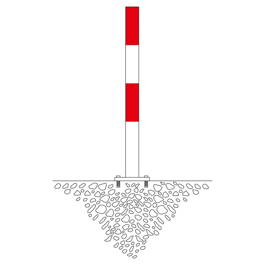 MORION poteau de délimitation Ø 76 mm sur platine - sans anneaux de chaîne - thermolaqué rouge/blanc-2