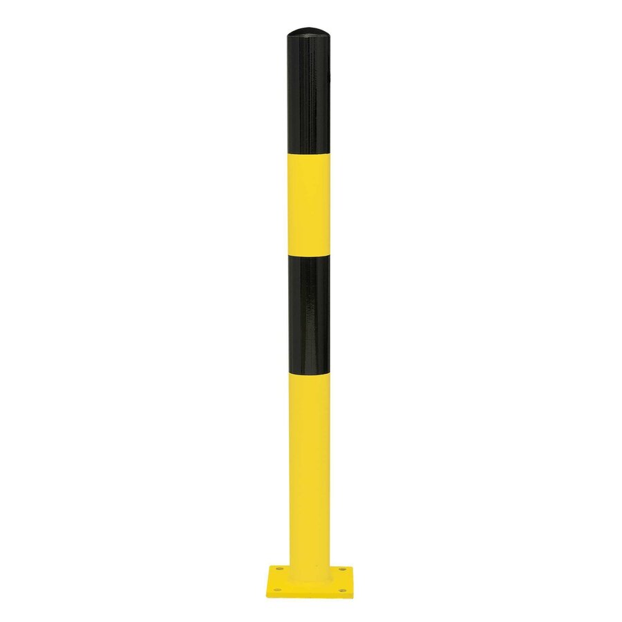 MORION vaste afzetpaal Ø 76 mm op voetplaat - geen kettingogen - thermisch verzinkt en geel/zwart gepoedercoat-1