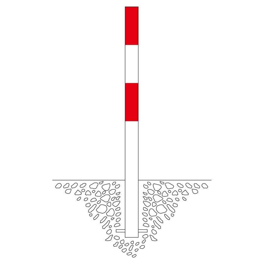 MORION poteau de délimitation Ø 76 mm à bétonner - sans anneaux de chaîne - thermolaqué rouge/blanc-2