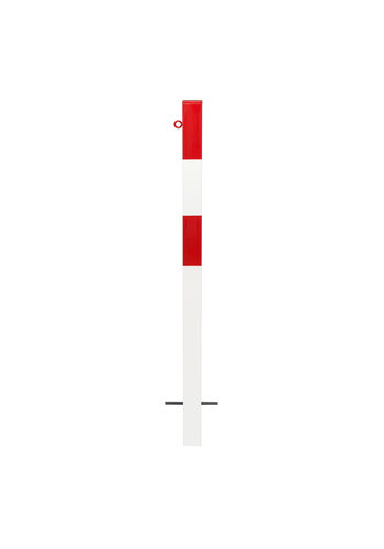 vaste afzetpaal 70 x 70 mm - 1 kettingoog-gepoedercoat-rood/wit 