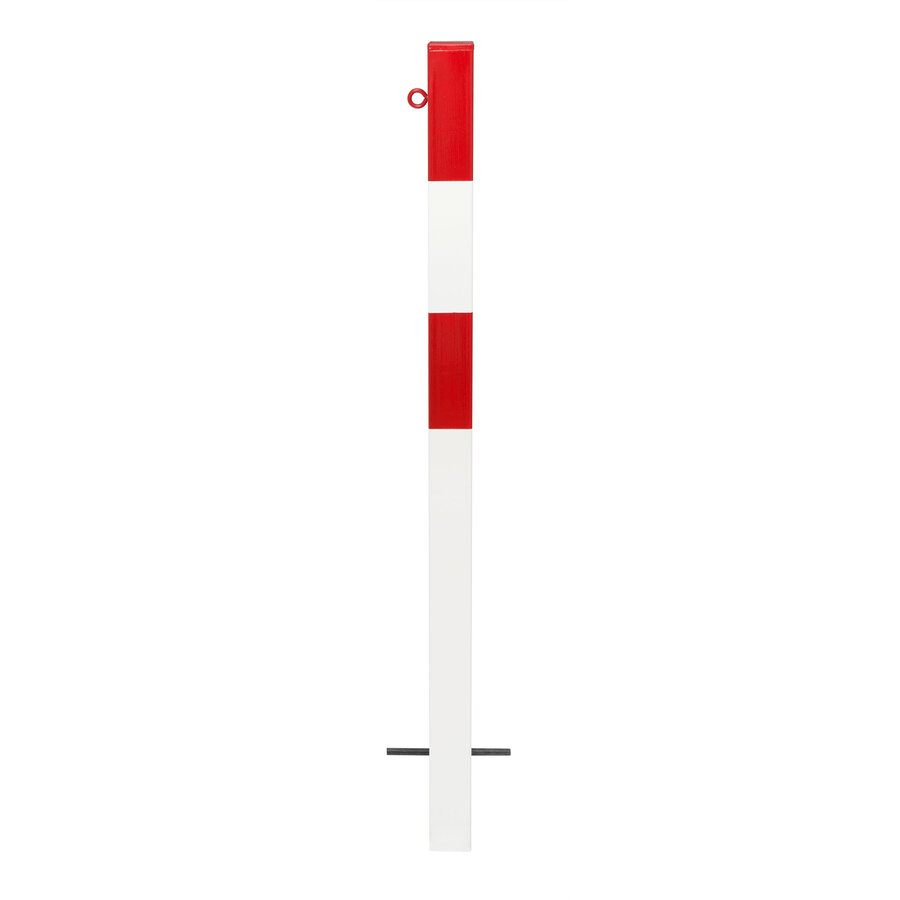 MORION vaste afzetpaal 70 x 70 mm om in te betonneren - één kettingoog - rood/wit gepoedercoat-1
