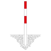 thumb-MORION vaste afzetpaal 70 x 70 mm om in te betonneren - één kettingoog - rood/wit gepoedercoat-2