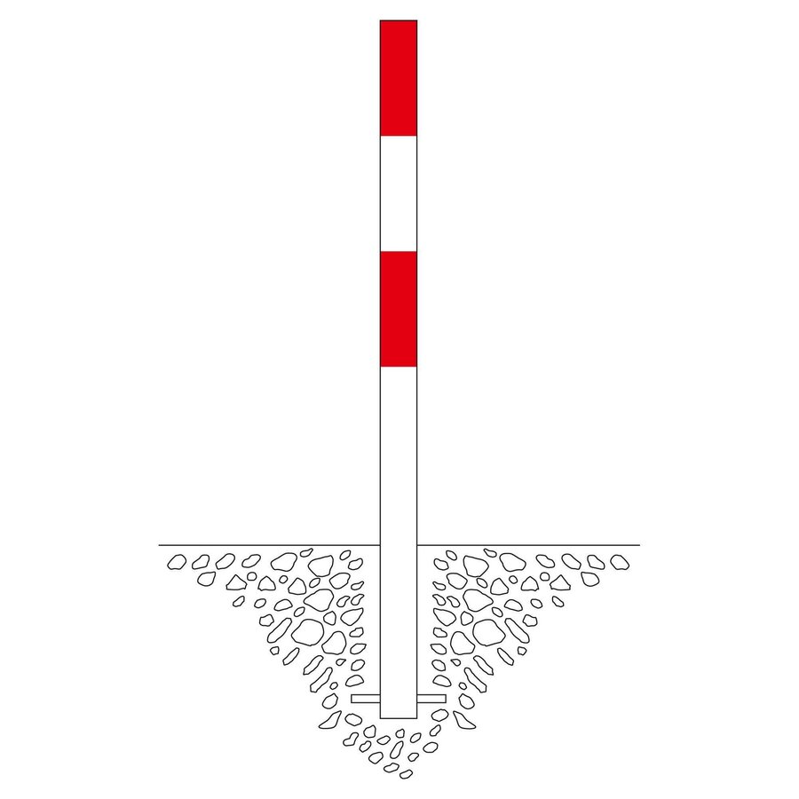 MORION vaste afzetpaal 70 x 70 mm om in te betonneren - één kettingoog - rood/wit gepoedercoat-2