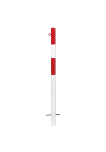 vaste afzetpaal Ø 60 mm - 1 kettingoog - gepoedercoat - rood/wit 