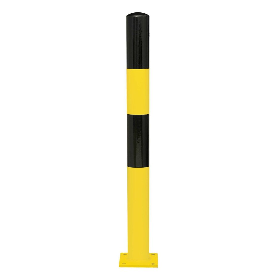 MORION vaste afzetpaal Ø 90 mm op voetplaat - geen kettingogen - thermisch verzinkt en geel/zwart gepoedercoat-1