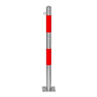 thumb-MORION vaste afzetpaal Ø 60 mm - op voetplaat - één kettingoog - thermisch verzinkt met rode reflecterende banden-1