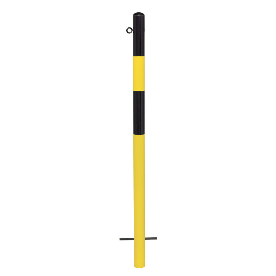 MORION vaste afzetpaal Ø 60 mm om in te betonneren - één kettingoog - thermisch verzinkt en geel/zwart gepoedercoat-1