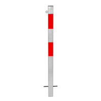 thumb-MORION poteau de délimitation 70 x 70 mm à bétonner - un anneau de chaîne - galvanisé à chaud - bandes de signalisation réfléchissantes rouges-1