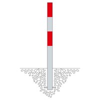 thumb-MORION poteau de délimitation 70 x 70 mm à bétonner - un anneau de chaîne - galvanisé à chaud - bandes de signalisation réfléchissantes rouges-2