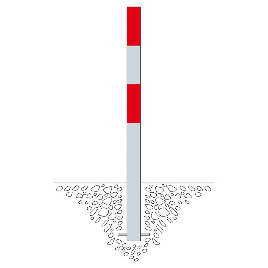 MORION poteau de délimitation 70 x 70 mm à bétonner - un anneau de chaîne - galvanisé à chaud - bandes de signalisation réfléchissantes rouges-2