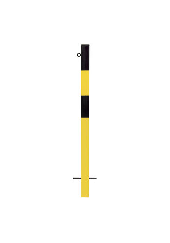poteau de délimitation fixe 70 x 70 mm-1 anneau-zingué-jaune/noir 