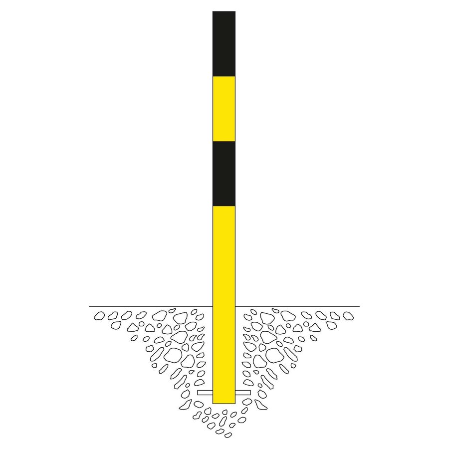 MORION vaste afzetpaal 70 x 70 mm om in te betonneren - één kettingoog - thermisch verzinkt en geel/zwart gepoedercoat-2