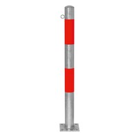 thumb-MORION vaste afzetpaal Ø 76 mm - op voetplaat - één kettingoog - thermisch verzinkt met rode reflecterende banden-1