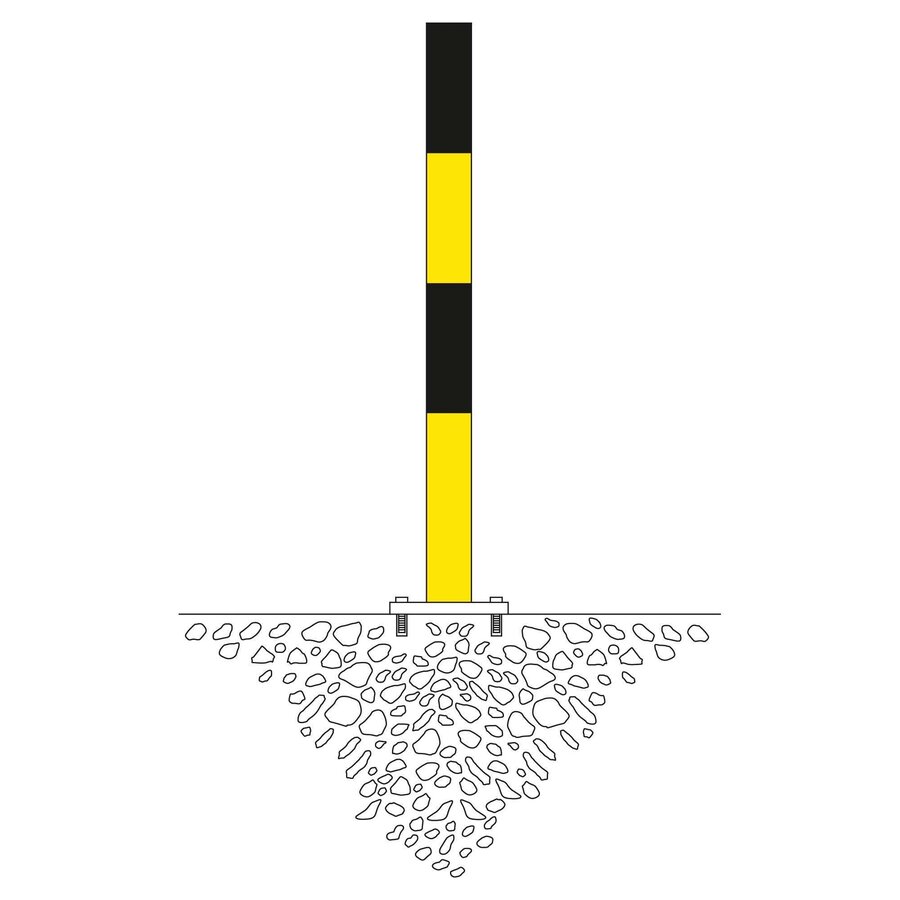 MORION poteau de délimitation Ø 76 mm sur platine - un anneau de chaîne - galvanisé à chaud et thermolaqué jaune/noir-2