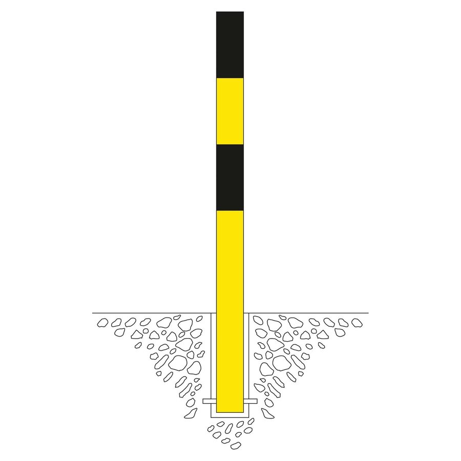 MORION vaste afzetpaal Ø 76 mm om in te betonneren - één kettingoog - thermisch verzinkt en geel/zwart gepoedercoat-2