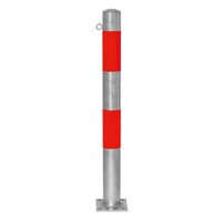 thumb-MORION vaste afzetpaal Ø 90 mm - op voetplaat - één kettingoog - thermisch verzinkt met rode reflecterende banden-1
