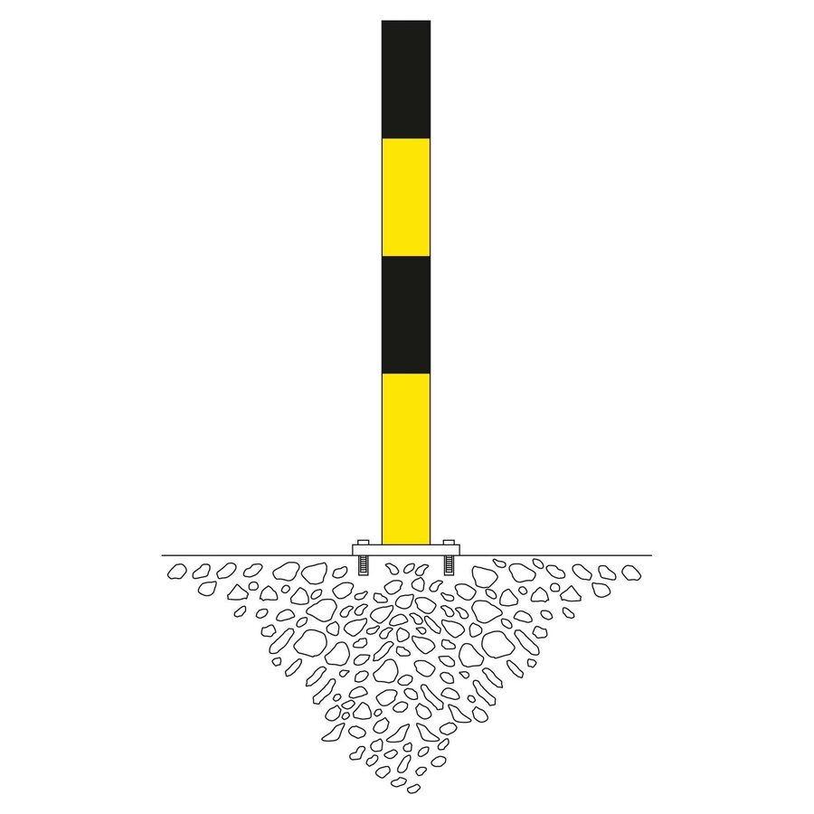 MORION poteau de délimitation Ø 90 mm sur platine - un anneau de chaîne - galvanisé à chaud et thermolaqué jaune/noir-2