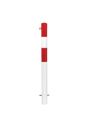 vaste afzetpaal Ø 90 mm - 1 kettingoog-gepoedercoat-rood/wit 