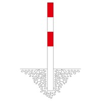 thumb-MORION vaste afzetpaal Ø 90 mm om in te betonneren - één kettingoog - rood/wit gepoedercoat-2
