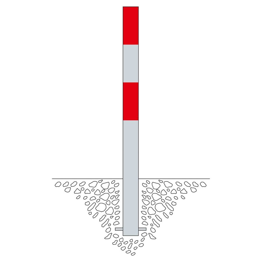 MORION vaste afzetpaal Ø 90 mm om in te betonneren - één kettingoog - thermisch verzinkt - rood reflecterende signalisatie banden-2