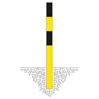 thumb-MORION poteau de délimitation Ø 90 mm à bétonner - un anneau de chaîne - galvanisé à chaud et thermolaqué jaune/noir-2