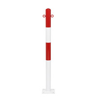 thumb-MORION vaste afzetpaal Ø 60 mm - op voetplaat - twee kettingogen - rood/wit gepoedercoat-1