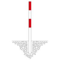 thumb-MORION vaste afzetpaal Ø 60 mm op voetplaat - twee kettingogen - thermisch verzinkt en rood/wit gepoedercoat-2