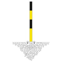 thumb-MORION vaste afzetpaal Ø 60 mm op voetplaat - twee kettingogen - thermisch verzinkt en geel/zwart gepoedercoat-2