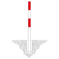 thumb-MORION vaste afzetpaal Ø 60 mm om in te betonneren - twee kettingogen - rood/wit gepoedercoat-2