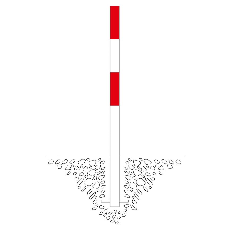 MORION vaste afzetpaal Ø 60 mm om in te betonneren - twee kettingogen - rood/wit gepoedercoat-2