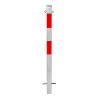 thumb-MORION vaste afzetpaal 70 x 70 mm om in te betonneren - twee kettingogen - thermisch verzinkt met reflecterende rode banden-1