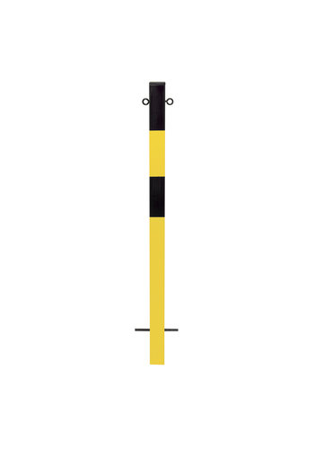 vaste afzetpaal 70 x 70 mm - 2 kettingogen-verzinkt-geel/zwart 