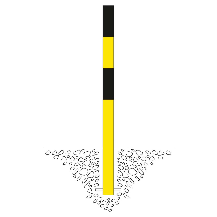 MORION poteau de délimitation 70 x 70 mm à bétonner - deux anneaux de chaîne - galvanisé à chaud et thermolaqué jaune/noir-2