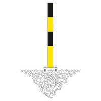 thumb-MORION vaste afzetpaal Ø 76 mm op voetplaat - twee kettingogen - thermisch verzinkt en geel/zwart gepoedercoat-2