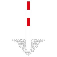 thumb-MORION vaste afzetpaal Ø 76 mm om in te betonneren - twee kettingogen - rood/wit gepoedercoat-2