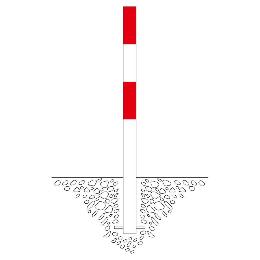 MORION poteau de délimitation Ø 76 mm à bétonner - deux anneaux de chaîne - thermolaqué rouge/blanc-2