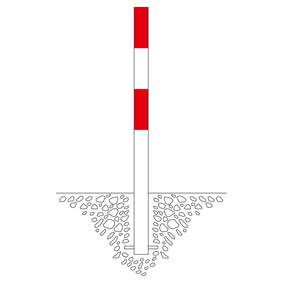 MORION vaste afzetpaal Ø 76 mm om in te betonneren - twee kettingogen - rood/wit gepoedercoat-2