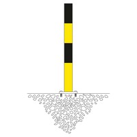 thumb-MORION vaste afzetpaal Ø 90 mm op voetplaat - twee kettingogen - thermisch verzinkt en geel/zwart gepoedercoat-2