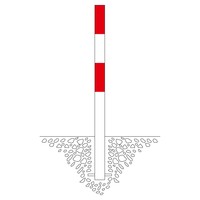 thumb-MORION vaste afzetpaal Ø 76 mm om in te betonneren - twee kettingogen - thermisch verzinkt en rood/wit gepoedercoat-2