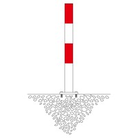 thumb-MORION vaste afzetpaal Ø 90 mm - op voetplaat - twee kettingogen - rood/wit gepoedercoat-2