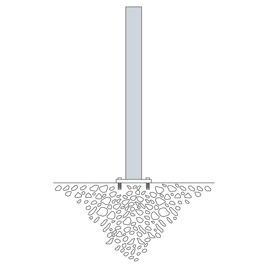 MORION poteau de délimitation Ø 90 mm sur platine - deux anneaux de chaîne - galvanisé à chaud-2