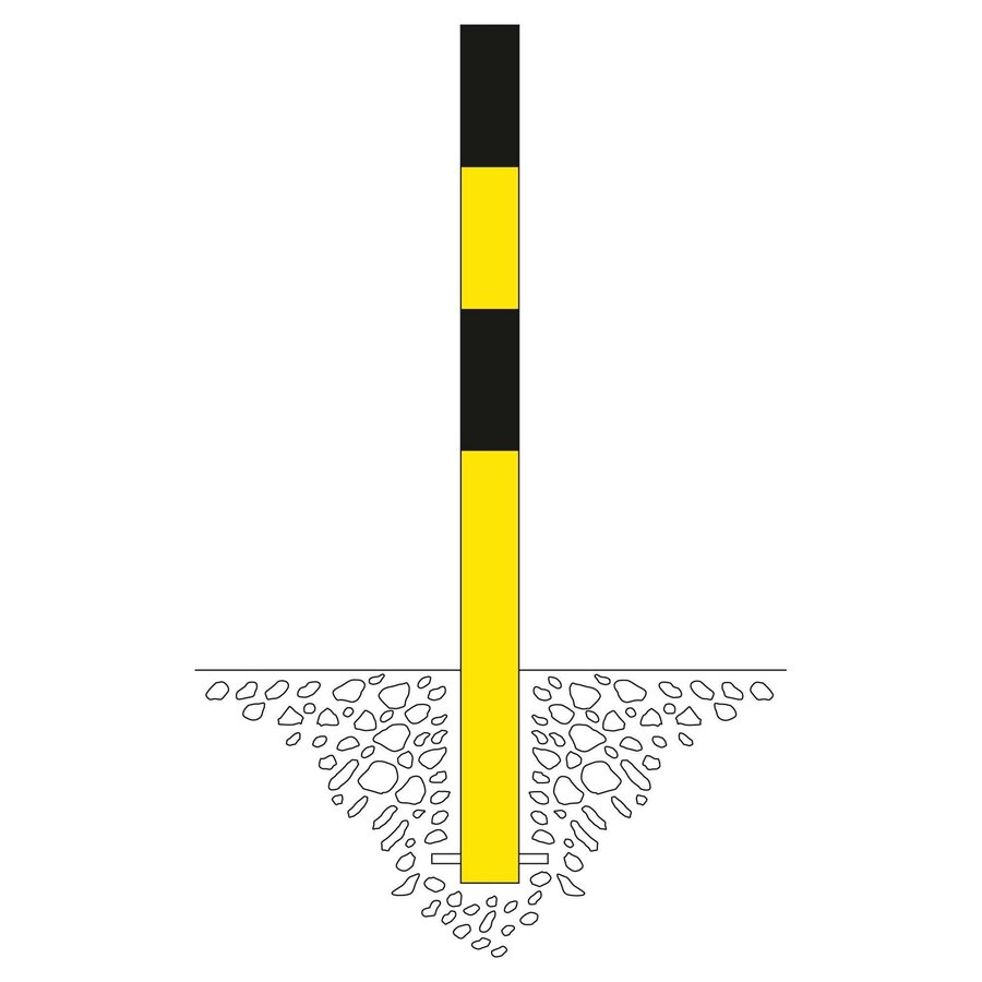 MORION vaste afzetpaal Ø 90 mm om in te betonneren - twee kettingogen - thermisch verzinkt en geel/zwart gepoedercoat-2