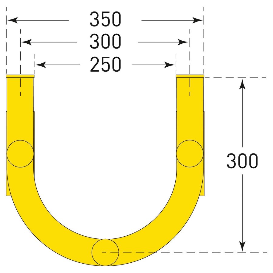 buisbeschermer 180°  - 1000 x 350 x 300 mm - vloermontage - thermisch verzinkt en gepoedercoat - geel/zwart-3