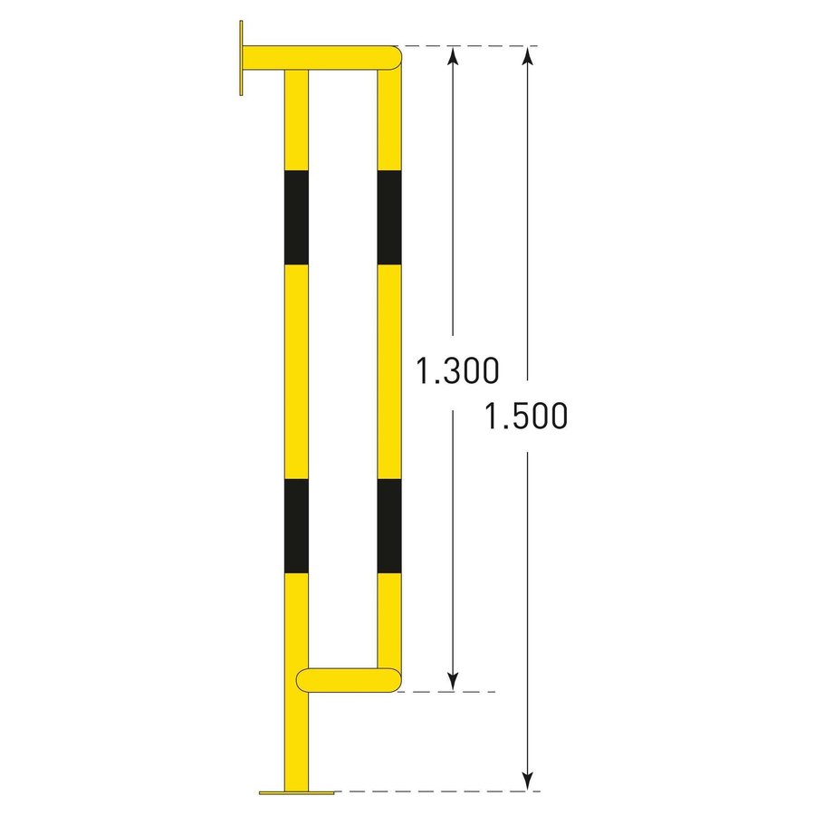 buisbeschermer 180° - 1000 x 350 x 300 mm - vloermontage - thermisch verzinkt en gepoedercoat - geel/zwart-4