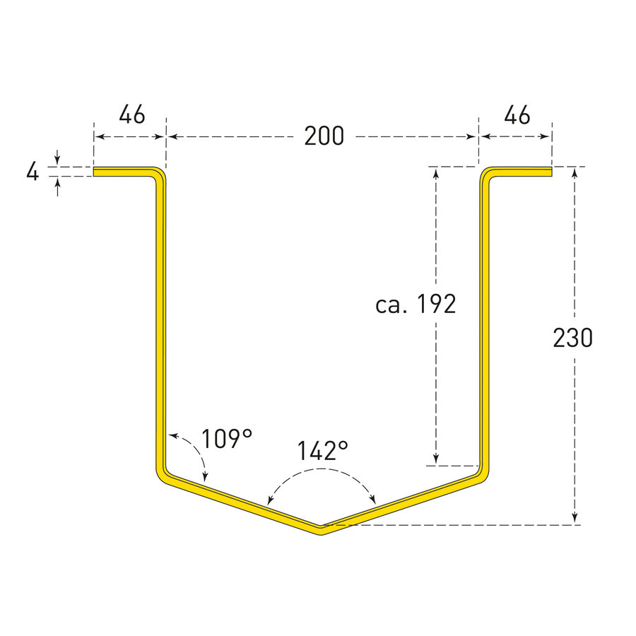 protection de tuyau 180° - 300 x 292 x 230 mm - galvanisé à chaud et thermolaqué - jaune/noir-3