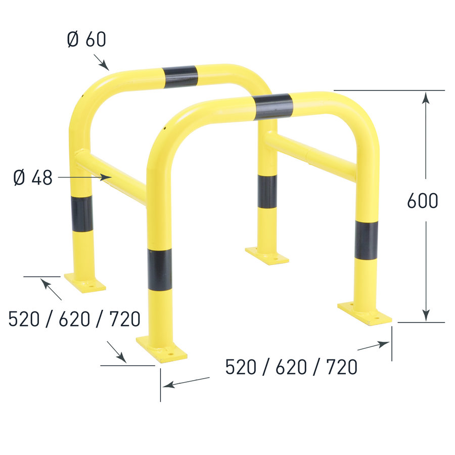 protection de pilier 600 x 520 x 520 mm - galvanisé à chaud et thermolaqué - jaune/noir-6